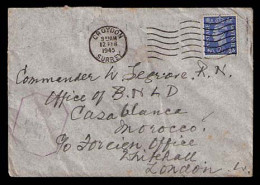 MARRUECOS - British. 1945. (Feb). Croydon - Casablanca. Diplomatic Mail Bag. Frkd.env. Censoredfwded. Though Foreign Off - Marruecos (1956-...)