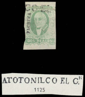 MEXICO. Sc 2ºb. PACHUCA District. 2rs Green Emerald, Wide Settings, "ATOTONILCO EL GR." (xx) Sch 1125. Straightline Type - Mexico