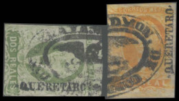 MEXICO. Sc 2/3º. 1856. 1rl + 2rs. Queretaro Name, Oval CELAYA With EAGLE (xxx) Sch 1292. Fine And Nice Pair. - Mexico