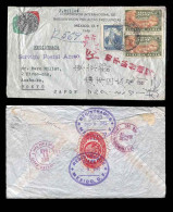 MEXICO. 1948. DF. To Japan. Registered Airmail Multifrkd. Env. Espectacular. - Mexico