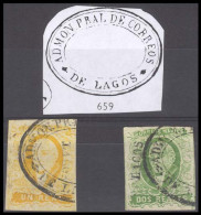 MEXICO. Sc 2º/3º. LAGOS District. 1rl + 2rs. Oval "Admon De Correos / LAGOS" (xxx) Sch 659. VF. Pair. - Mexico