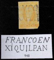 MEXICO. Sc 2º. MORELIA District. 1rl "Franco En / XIQUILPAN" (xxx). Sch 948. Very Scarce Postmark. (15 Points). - Mexico
