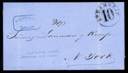 MEXICO - Stampless. MEXICO-CUBA-USA. 1862 (Jan 25). Entire Letter From Tampico Internally Endorsed "Via Havana" To Avoid - Mexico