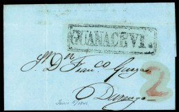 MEXICO - Stampless. 1845. Guanacevi To Durango. E.L. "GUANACEVI" Blue/ Grey Mark +red "2". Smashing Item. XF. - Mexico