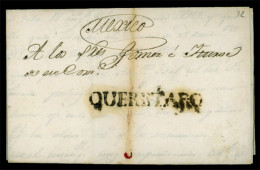MEXICO - Stampless. 1832. Queretaro To Mexico. "Queretaro" Black Mark. (**/***).VF. - Mexico