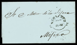 MEXICO - Stampless. 1852. Veracruz To Mexico. E.L."VERACRUZ" Special D.s. (**) Exceptiponal Strike. XF. - Mexico