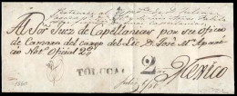 MEXICO - Stampless. 1860 (July 6). Toluca To Mexico (28 June ?). Official Complete Wrapper With Arrival On Reverse, With - Mexico