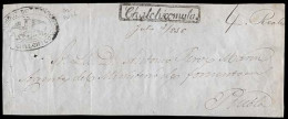 MEXICO - Stampless. 1856 (July 3). Chalchicomula To Puebla. Official Front With Fancy Oval Double Line "Admon. De Correo - Mexico