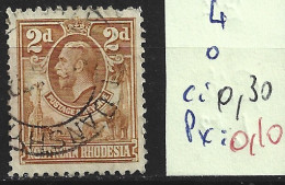 RHODESIE DU NORD 4 Oblitéré Côte 0.30 € - Rhodésie Du Nord (...-1963)