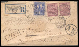 MEXICO. 1898. Cotija /Mich / France. Registered "AR"  Multifkd Env. + Aux Marks + Label. VF. Attractive. - Mexico