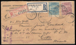 MEXICO. 1895. Durango / France. Registered AR Multi Fkd. Env. With Special Cachets + 2 Labels. VF. - Mexico