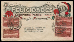 Mexico - XX. 1936 (Dic). DF - USA. Christmas Color Santa Ilustrated Multifkd Env. Lovely Item. - Mexico