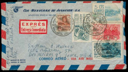 Mexico - XX. 1955. Puerto Vallarta, Jal - USA. Air Express Multifkd Env + Label. XF. - Mexico