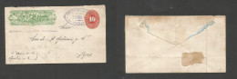 MEXICO - Stationery. 1895 (22 Ene) Express Wells Fargo. Cuernavaca - DF. 10c Vermilion Stat Env Oval Cachet. VF. - Mexico