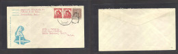 MEXICO - Stationery. 1951 (16 Febr) Sahuaripa, Sonora - USA, CA, Santa Barbara. 10c Brown. America Unida Stationary Enve - Mexico
