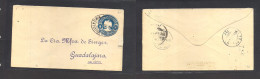 MEXICO - Stationery. 1899 (27 Nov) Tuxpam - Gjara. 5c Blue Stat Env, Oval Cachet. Fine Used. Via Tepic. - Mexico
