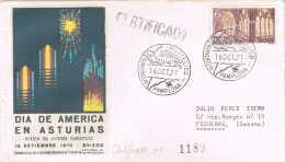 54443. Carta Certificada PAMPLONA (Navarra) 1971. Dia De America En Asturias - Storia Postale