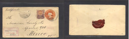 MEXICO - Stationery. 1903 (4 Aug) Hidalgo Del Parral - DF (6 Aug) Registered 5c Orange Stat Env + 10c Adtl, Tied Cds + R - Mexico