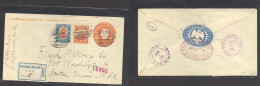 MEXICO - Stationery. 1914 (4 Aug) Matamoros - USA, Boston, Mass (8 Aug) Via Bronsville. Registered 5c Orange Stat Env +  - Mexico