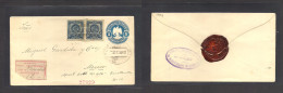 MEXICO - Stationery. 1903 (17 Sept) Huaraba. Sonora - DF (22 Sept) Registered Multifkd 5c Blue Stat Env + 2 Adtls Mns Re - Mexico