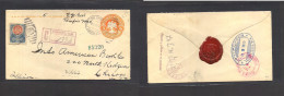 MEXICO - Stationery. 1910 (1 Dec) Tampico, Tamaulipas - USA, Chicago, Ill (Dec 6) 5c Orange Registered Stat Env + 10c Ad - Mexico