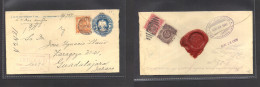 MEXICO - Stationery. 1910 (22 Aug) DF - Guadalajara (23 Aug) Registered Multifkd (f+r) 10c Blue Stat Env + R-violet Cach - Mexico