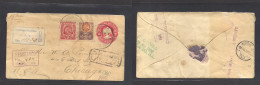 MEXICO - Stationery. 1900 (17 Sept) Tampico - USA, Chicago, Ill. Registered Multifkd 2c Red Stat Env + 2 Adtls At 14c Ra - Mexico