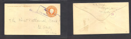 MEXICO - Stationery. 1913 (Aug 1) Aguaprieta - USA, TX, El Paso. 5c Orange Stat Env, TPO Box Cachet. Ruta "Agua Prieta A - Mexico