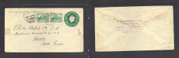 MEXICO - Stationery. 1928 (31 Oct) Tlapacoyam, Veracruz - Bienne, Switzerland. 2c Dark Green Stat Env + 2 Adtls, Tied Cd - Mexico