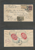 MEXICO - Stationery. 1940 (28 Mar) DF - Cuba, Habana (30 Mar) Via Brownsville, Texas (29 Mar) Registered 10c Lilac Stat  - Mexico