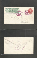 MEXICO - Stationery. 1893 (7 Nov) Express WF. 20c Red / Green Stat Env "166" Messeger - DF. Arrival Cachet + Fine Depart - Mexico