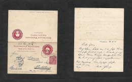 MEXICO - Stationery. 1903 (20 Oct) DF - Germany (6 Nov), Heidelberg 2c Red Eagle Embossed Doble Stat Card + 4c Adtl On W - Mexico