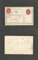 MEXICO - Stationery. 1891 (27 Dic) Fresnillo - DF. SPM Green 2c Red Large Numeral Stat Card + 3c Adtl, Tied Cds. Fine Us - Mexico