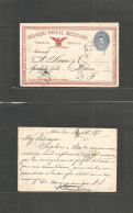 MEXICO - Stationery. 1892 (2 Mayo) Morelia - DF. SPM Red / 5c Blue Large Numeral Local Stat Card. Fine Used. - Mexico