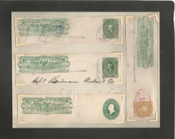 MEXICO - Stationery. C. 1886. Wells Fargo Stationaries. 4 Fragments Incl Diff Issues. One With Better US 2 Cts Green In  - Mexique