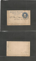 MEXICO - Stationery. 1907 (23 Jan) Poza - USA, El Paso, Texas. Reply 5c Blue Embossed Eagle Stationery Lettersheet, Oriz - Mexique