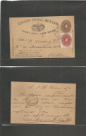 MEXICO - Stationery. 1891 (May 4) San Andres Chalchicomula - Puebla (May 12) SPM 3c Brown Stat Card + 2c Adtl, Fallen "A - Mexique