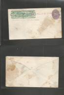 MEXICO - Stationery. C. 1887-90. Wells Fargo Preold. 35 Ctvo / 25c Revalidated + 20c Lilac. Guadalajara Oval Lilac Cache - Mexique