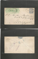 MEXICO - Stationery. 1897 (19 ) Veracruz - Mexico DF. Wells Fargo 10c Emerald Print + 5c Blue Militar Stat Env Oval Cach - Mexique