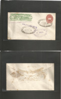 MEXICO - Stationery. 1894 (4 Dic) Lagos - DF, Mexico (15 Dic) Wells Fargo Yellow Green (plate Faults Print) + 10c Red Nu - Mexique