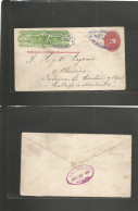 MEXICO - Stationery. 1889 (22 Aug) San Luis Potosi - Mexico DF (23 Ago) Wells Fargo 15c Yellow Green Fine Plate + 10c Re - Mexique