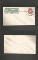 MEXICO - Stationery. C. 1890. Wells Fargo + 10c Red Large Numeral, Revaluated 20c Ovptd Stat Env, Pre Obl ECANZINGO. Est - Mexique