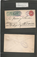 MEXICO - Stationery. 1888 (5 Enero) Wells Fargo + 10 Cts Red Large Numeral Stat Envelope. S. Luis POTOSI - DF Mexico. XF - Mexique