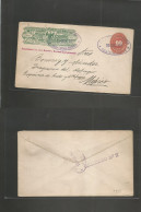 MEXICO - Stationery. 1893 (10 Febr) Wells Fargo + 10 Red Large Numeral, Oval Lilac Town Cachet. Zacatecas - DF. VF + Pla - Mexique