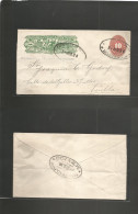 MEXICO - Stationery. 1894 (5 Julio) Zacatecas - Puebla. Via DF (7 Julio) Wells Fargo Green + 10c Red Large Numeral Stat  - Mexique