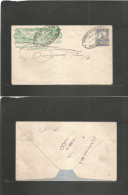 MEXICO - Stationery. 1898 (7 April) Ciudad De Mexico. Express Wells Fargo (emerald Color) + 5c Blue Militar Issue, Oval  - Mexique
