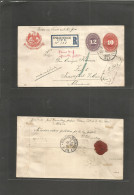 MEXICO - Stationery. 1893 (4 Oct) Catorce, SLP - Germany, Frankfurt (19 Oct) Registered 10c Vermilion Stationary SPM Env - Mexique
