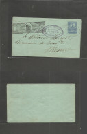 MEXICO - Stationery. 1897 (19 June) Express Hidalgo 10cms. RF Riveroll Mensajero Nº 9.  5c Blue On Greenish Paper Statio - Mexique