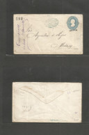MEXICO - Stationery. 1880. Chalchihuetes - DF. 25c Blue Hidalgo, Zacatecas Name District 280 Nr, Oval Blue Frannco Cache - Mexique