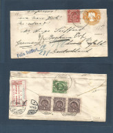 MEXICO - Stationery. 1904 (11 Marzo) DF - Germany, Corefild (3 April) Registered 5c Orange Stat Env + 5 Adtls Front + Re - Mexique